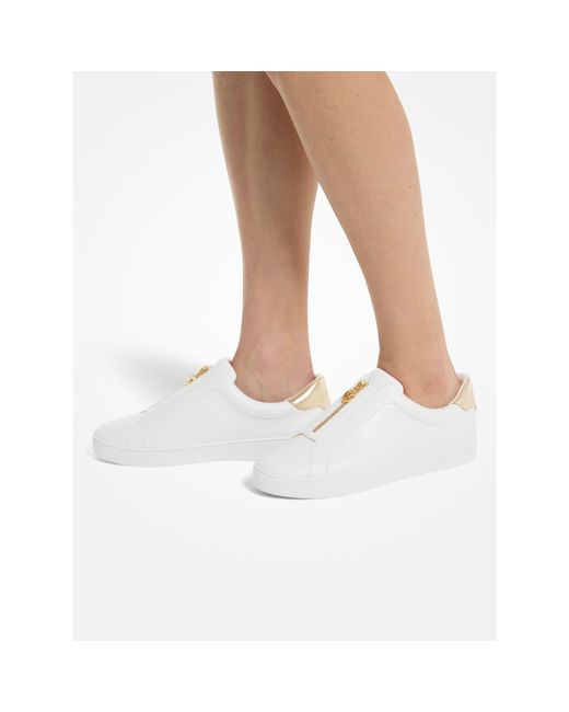 MICHAEL Michael Kors White Keaton Zip Slip On Trainers