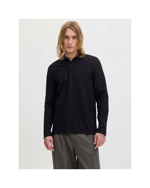 Jack & Jones Black Austin Longsleeved Polo for men
