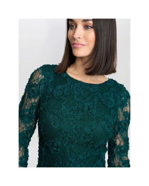 Gina Bacconi Green Scarlett Corded Floral Lace Dress