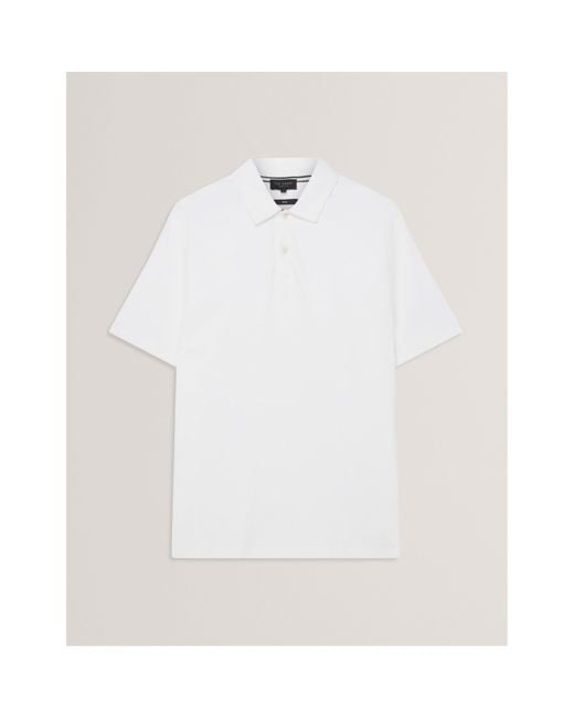 Ted Baker White Mercerised Short Sleeve Polo Shirt for men