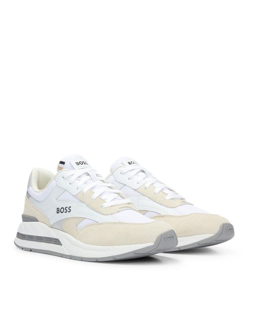 Boss White Kurt Runner Style Trainers for men