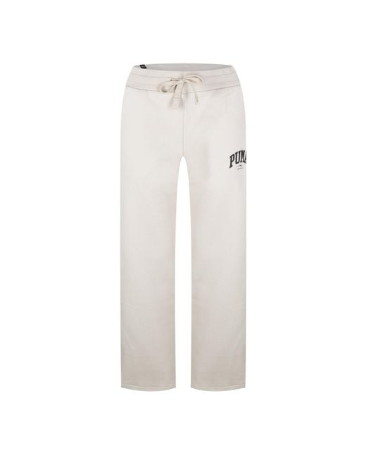 PUMA White Squad Open Hem Fleece Joggers