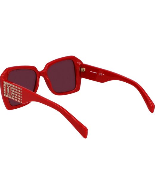 Karl Lagerfeld Red Uv Protection Rectangle Sunglasses