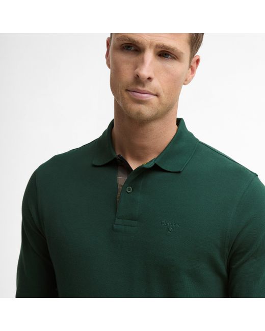 Barbour Green Essentials Long Sleeve Polo Shirt for men