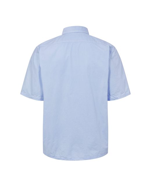 C P Company Blue Short Sleeve Embroidered Logo Shirt for men