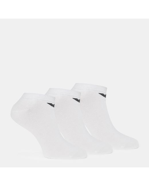 Emporio Armani White Low Cut Breathable Trainer Socks for men