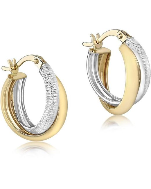 Be You Metallic 9ct 2-colour Crossover Hoops