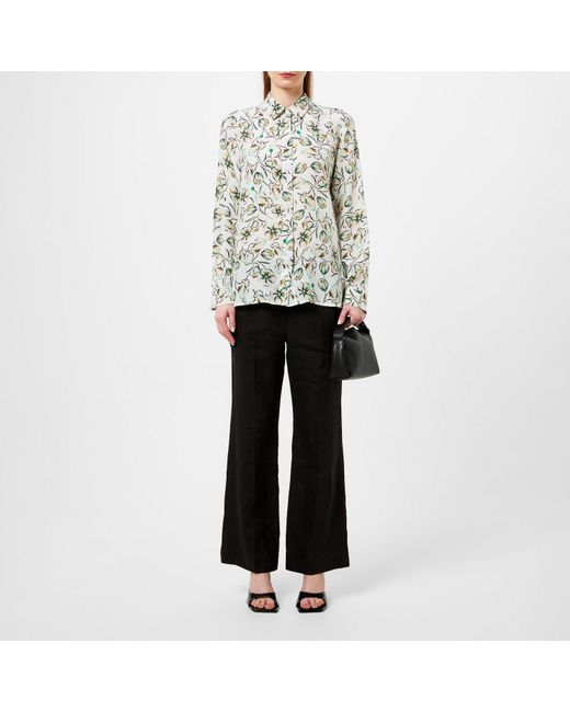 Marella Gray Goccia Floral Long-Sleeve Patterned Shirt