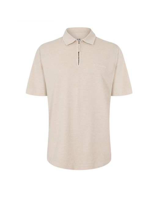 C P Company Natural Short Sleeve Polo Shirt for men