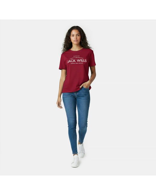 Jack Wills Red Forstal Boyfriend T-Shirt Ladies