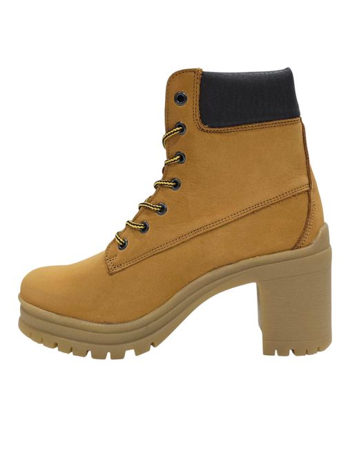 Jack Wills Brown Premium Leather Block Heel Lace Up Ankle Boots