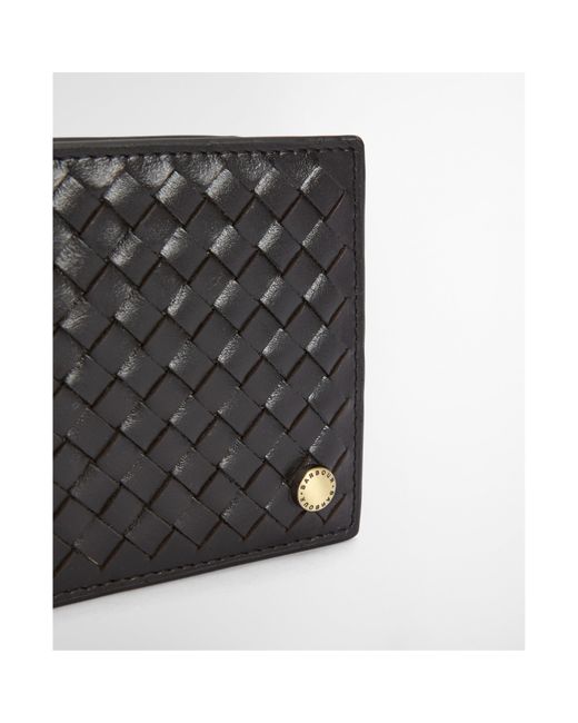 Barbour Black Farne Woven Leather Wallet for men