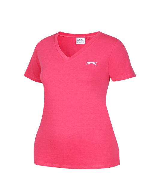 Slazenger 1881 Pink Ladies V Neck Tee Shirt