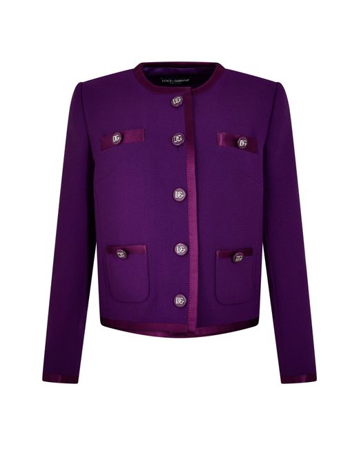Dolce & Gabbana Purple Wool Long Sleeve Overcoat