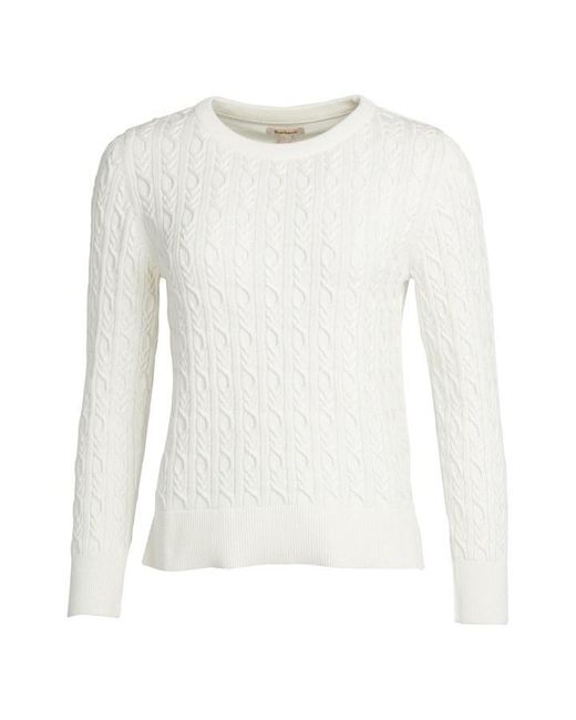 Barbour White Hampton Knitted Jumper