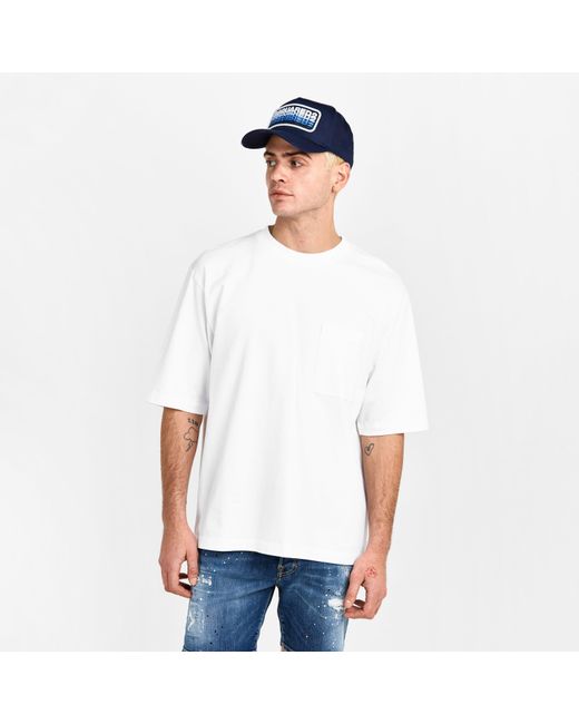 DSquared² White Dsq Bk Logo Oversized T-Shirt for men