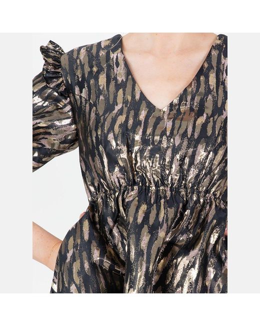 Lovedrobe Black Luxe Metallic Short Sleeve Mini Dress