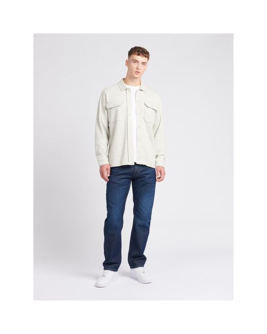 Jack Wills White Pique Long Sleeve Relaxed Fit Overshirt for men