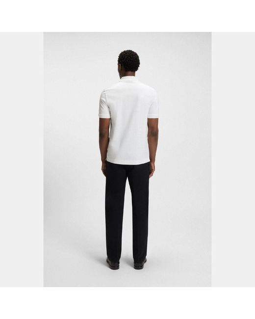 Boss White H-Paras 65 Zip-Placket Polo Shirt for men