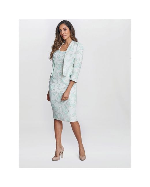 Gina Bacconi Blue Eva Floral Jacquard Dress And Jacket