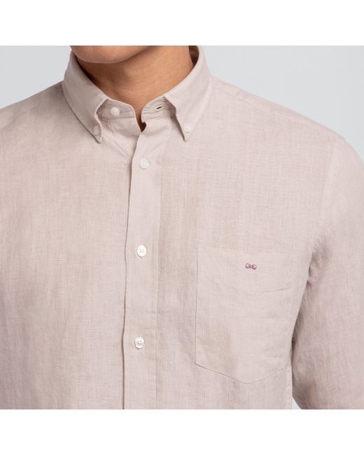 Eden Park White Plain Linen Shirt for men