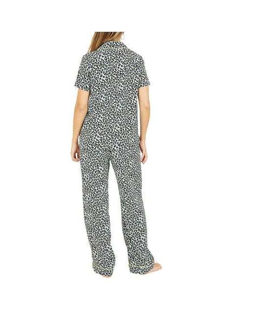 Yumi' Blue Leopard Print Pyjamas