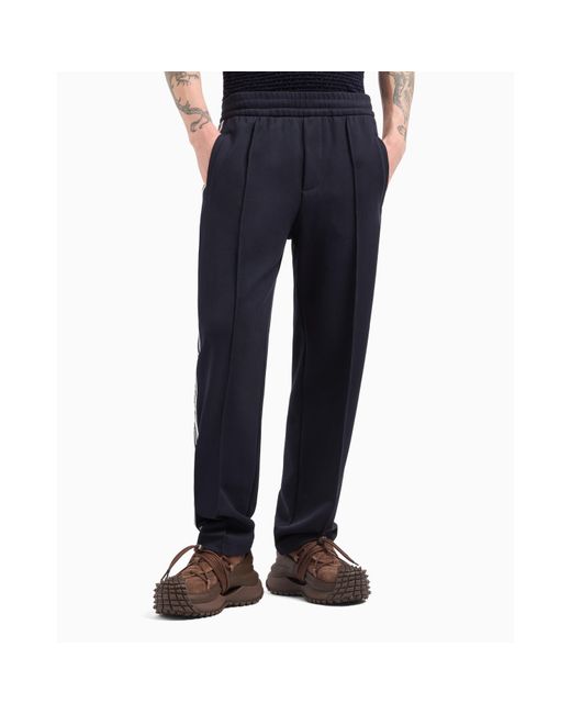 Emporio Armani Blue Open Cuff Woven Relaxed Fit Joggers for men