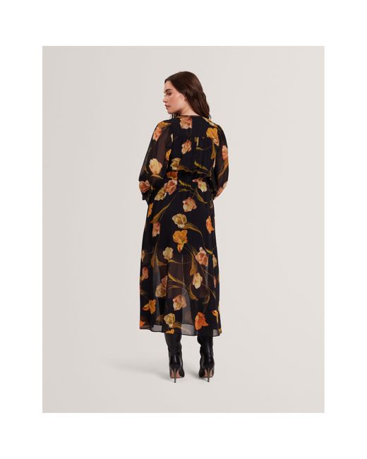 Ted Baker Black Plain Midi Tea Dress
