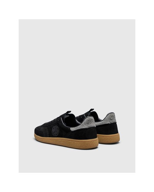 Pretty Green Black Ramblas Suede Low-Top Trainers for men