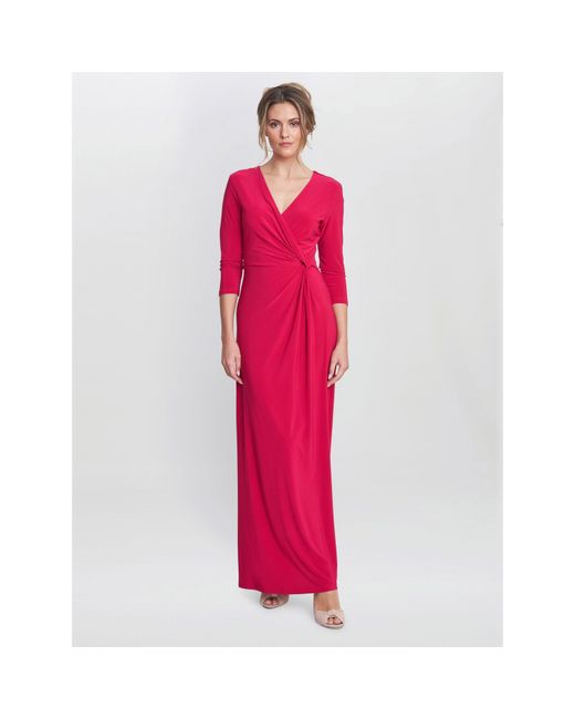 Gina Bacconi Pink Celine Jersey Wrap Maxi Dress