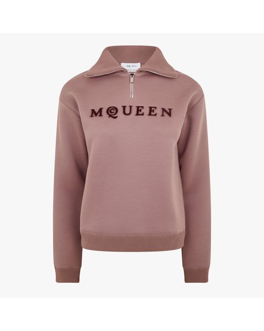 McQueen Pink Logo Half-Zip Sweater