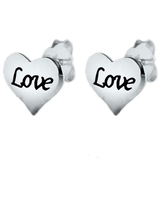 Be You Metallic Sterling 'love' Heart Studs