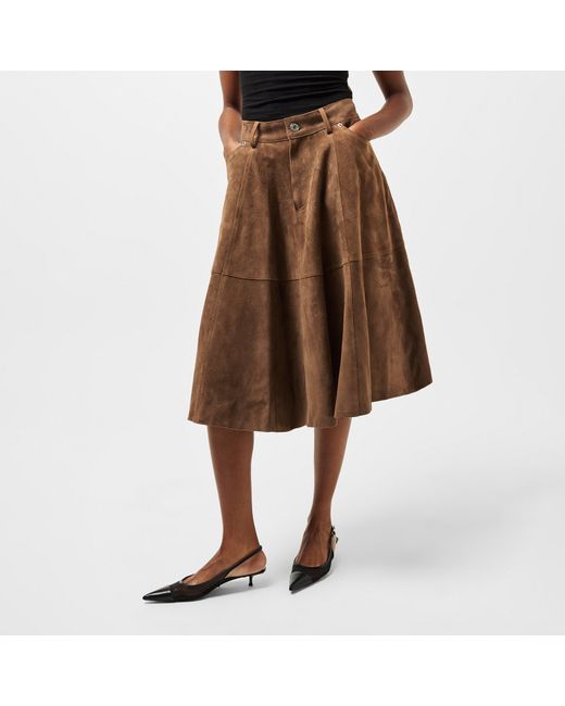 AMI Brown Midi Skirt