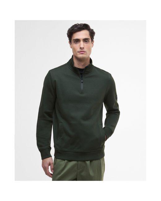 Barbour Green Ilford Interlock Half-Zip Sweatshirt for men