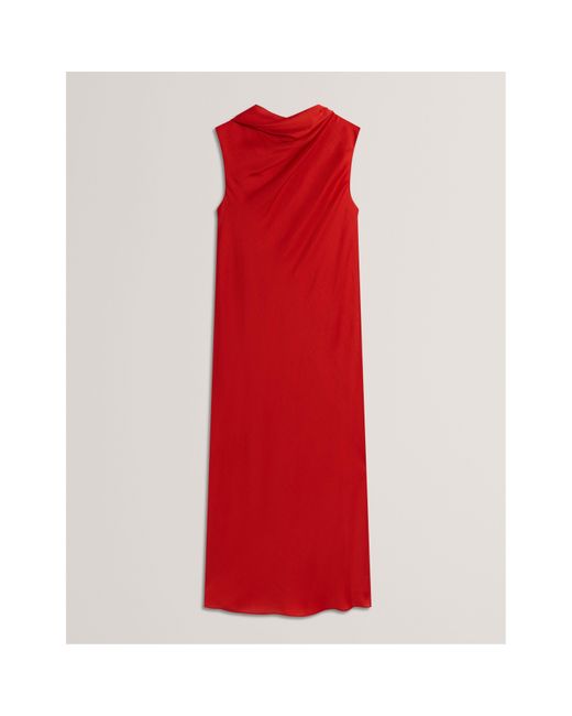 Ted Baker Red Tie Midi Slinky Dress