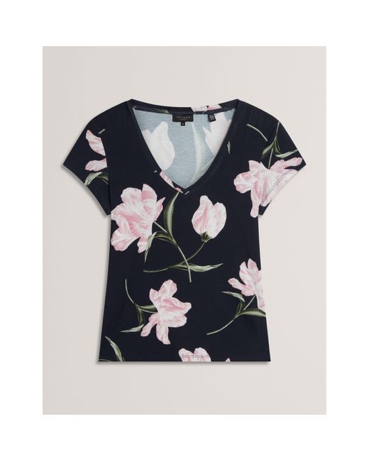 Ted Baker Blue Printed Slim Fit T-Shirt
