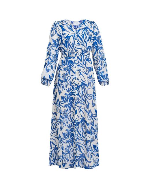 Gina Bacconi Blue Judy Button Dwon Long Sleeve Dress