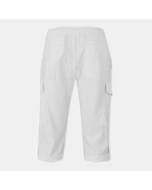 Threadbare Blue Memphis Linen Cargo Trousers for men