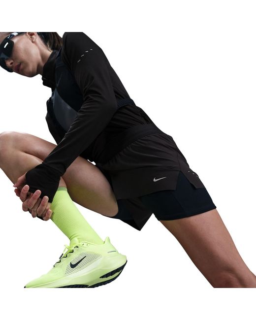 Nike Black Dri-Fit Swift Mid-Rise 3 2-In-1 Shorts