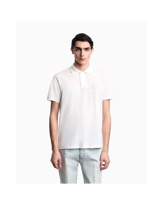 Emporio Armani White Short-Sleeve Polo Shirt for men