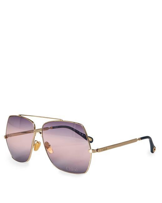 Chloé Pink Ch0278S Sculptural Metal Oversized Sunglasses