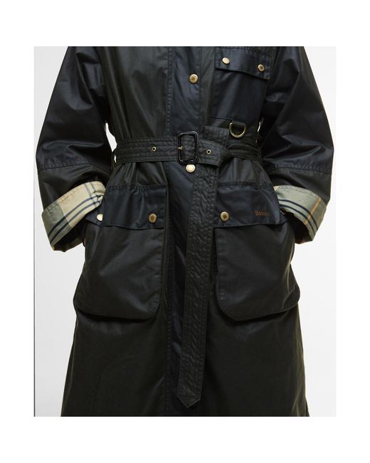 Barbour Black Milda Waxed Trench Belted Wax Jacket