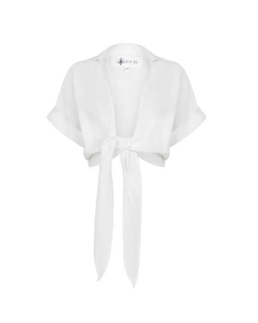 JBQ White Chiara Linen Top