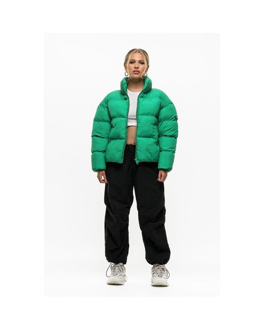 Good For Nothing Green Oversized Funnel Neck Puffer Jacket
