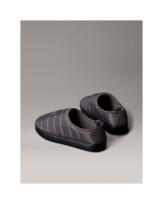 Calvin Klein Gray Puffer Moccasin Slippers for men