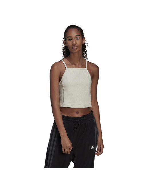 Adidas Gray Studio Lounge Rib Tank Top