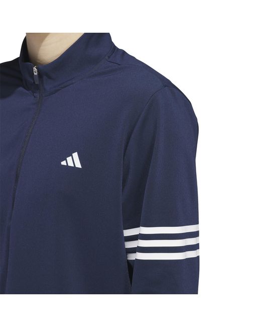Adidas Blue 3 Stripe Zip Top for men