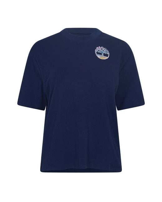 Timberland Blue Graphic Tee Back And Front Graphic T-Shirt