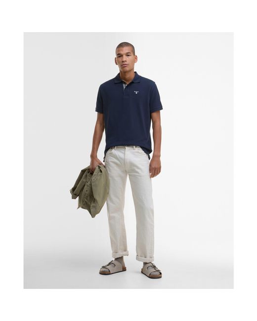 Barbour Blue Tartan Pique Polo Shirt for men