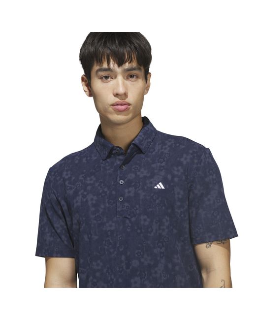 Adidas Blue Short-Sleeve Print Polo Shirt for men